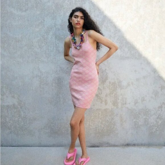 Zara Diamond Pattern Knit Dress L - Picture 1 of 10